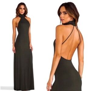Rachel Pally Black Jersey High Neck Halter Maxi Dress Medium Like New
